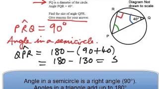 Circle Theorems Angle in a Semicircle Examination Style Question 6 GCSEKS4IGCSE [upl. by Asela]