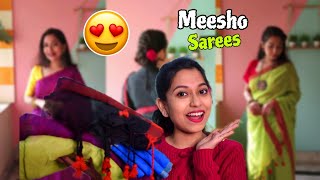 Meesho Affordable Sarees Under 500 😋 Saraswati Puja Special Saree Look🥰 Meesho Khadi cotton Saree [upl. by Ahsirtal]