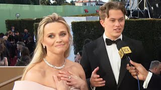 Reese Witherspoon Emotional Over Son Deacon Phillippe Coming as Her Golden Globes Date Exclusive [upl. by Ladiv]