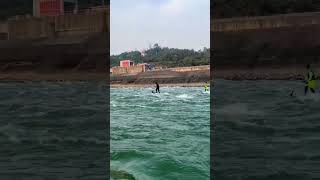 Its exciting to ride a jet surfboard in this kind of rapids jetboard jetsurfboardjetski [upl. by Aiciram]