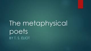 The metaphysical poets by T S Eliot  explained in urdu [upl. by Elades]