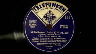 Georg Kulenkampff performs Mozart Violin Concerto in A K 219 1st mvmt [upl. by Elsilrac193]