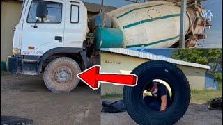 How to take a tire off the rim really easyHow to put a new tire on a rim TireCement Mixer Truck [upl. by Onateag]