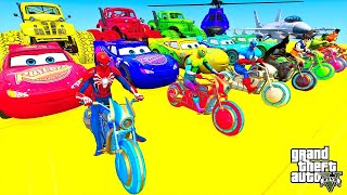 TRANSPORTING PIXAR CARS amp FRUITS WITH COLORED amp JOHN DEERE vs CLAAS vs TRACTORS  BeamNGdrive [upl. by Littell977]