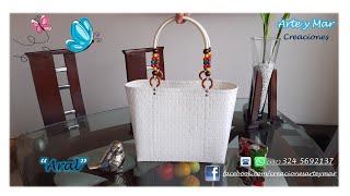 Bolso en zuncho artesanal color blanco asas personalizadas bolsos zuncho Colombia BolsoPlayero [upl. by Leilamag315]