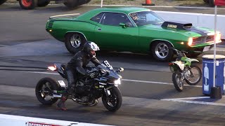 H2R Kawasaki vs 900hp Muscle Car  drag racing [upl. by Nywles]