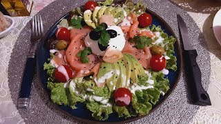 Салат с Лососем Моцареллой и Авокадо 🥑 Быстрый салат с красной рыбойSalade d’avocat 🥑 au Saumon [upl. by Ceciley]