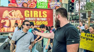 Selfproclaimed doctor argues with the preacher then runs away  Las Vegas multitudes [upl. by Chip354]