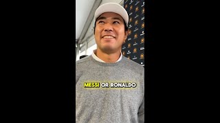 Hideki Matsuyama’s Surprising Messi vs Ronaldo Pick 👀⚽ [upl. by Keever]