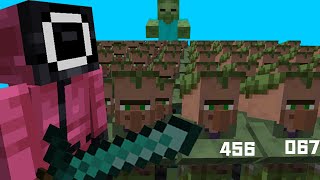 Squid Game with 456 Villagers HARDCORE MINECRAFT [upl. by Ahsiemac923]