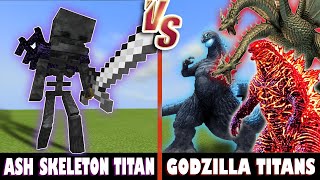 Ash Skeleton Titan vs Godzilla Titans Monsters  Minecraft AMAZING BATTLE [upl. by Nerrad]