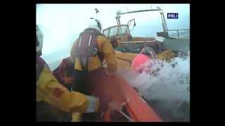 Bude lifeboat crew in dramatic highspeed rescue of fisherman and runaway boat [upl. by Asilav]