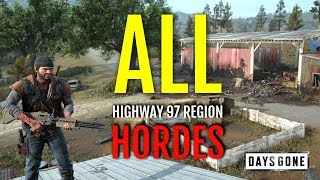 HOW TO DEFEAT ALL HORDES AT HIGHWAY 97 REGION HORDE LOCATIONS  GAMEPLAY  DAYS GONE [upl. by Nnylg]