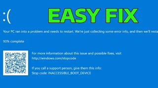 How To Fix INACCESSIBLE BOOT DEVICE on Windows 11 amp 10 [upl. by Tterej]