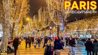 Paris France 🇫🇷  4K PARIS Evening Walk 2024 ✨7 December Paris Walk 🎄 With Captions [upl. by Durrej]