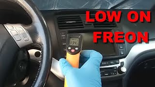 How to recharge AC of 04 Acura TSX RSX TL Honda Accord Civic CRV [upl. by Niwred]