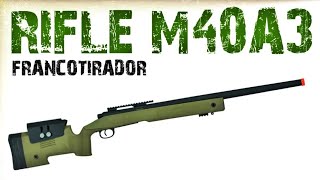 RIFLE AIRSOFT ASG SampT M40A3 BOLT ACTION SNIPER RESORTE – TAN [upl. by Eenwat]