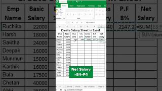 TA DA PF Gross Salary Formula in Excel  Excel Main TA DA PF and Gross Salary Kese nikale [upl. by Noicnecsa]