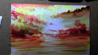 comment faire un coucher de soleil en aquarelle Truepainting [upl. by Yessydo670]