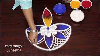 Diya rangoli amp kolam designs for Diwali 2024 easy and beautiful  simple Diya muggulu [upl. by Ecenahs]