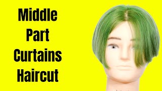 Middle Part Curtains Haircut Tutorial  TheSalonGuy [upl. by Imoen141]