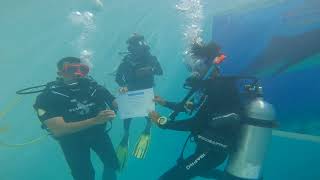 Maldives first underwater PADI dive masters certificate awarding ceremony extremedivefuvahmualah [upl. by Serafina]