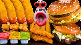 McDonalds Burger Feast Mukbang 🍔🍟  REALMOUTHs ASMR Eating Show [upl. by Ynaffad]