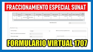 FORMULARIO 1707 SUNAT FRACCIONAMIENTO ESPECIAL [upl. by Leamhsi]