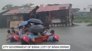 Rescuers save lives during Typhoon Kristine Trami at Dela Paz Binan Laguna  City of Biñan DRRMO [upl. by Llenrahc]