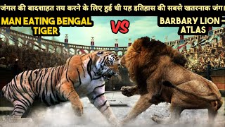 True Story of Fight Between Barbary Lion Atlas and a Man Eating Bengal Tiger of Shimla। Facts Phylum [upl. by Nairbal]