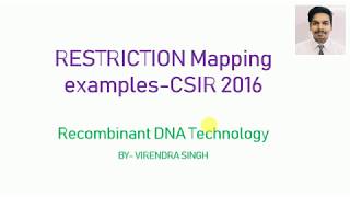 RDT Restriction Mapping problems CSIR 2016 [upl. by Alis]