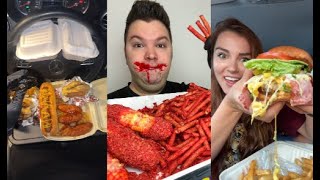 tiktok mukbang compilation  chipotle burrito wingstop and more 1 [upl. by Flodnar]