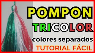 Cómo hacer Pompon de Porrista con RAFIA Tricolor para Desfile  TUTORIAL Fácil Paso a Paso [upl. by Eillib72]