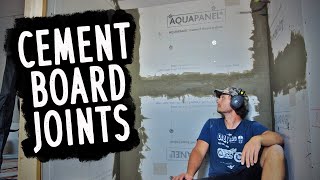 Taping Cement Board Joints  Step By Step Tutorial  Knauf Aquapanel scrim amp tile adhesive [upl. by Dorian844]