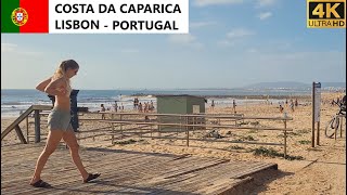 🇵🇹 Costa da Caparica  Lisbon Portugal How are beaches in Portugal in Autumn 4K beach walk [upl. by Eigna]