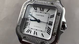 Cartier Santos de Cartier Medium Diamond Pavé W4SA0005 Cartier Watch Review [upl. by Aver]