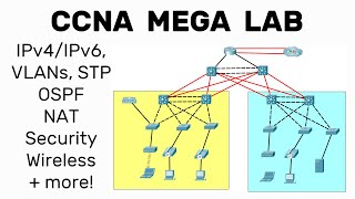 Complete Network Configuration  CCNA Mega Lab  OSPF VLANs STP DHCP Security Wireless  more [upl. by Abercromby]