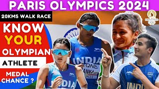 Know Your Olympians  Priyanka Goswami  20km walk race  marathon mixed Team relay  Schedule [upl. by Etoile]