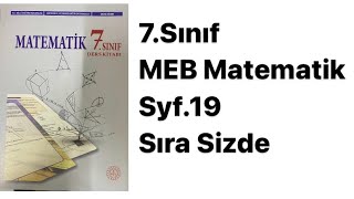 7SINIF MEB MATEMATİK DERS KİTABI S19 SIRA SİZDE [upl. by Dadirac]