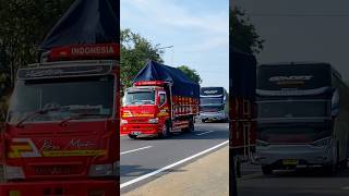 KONVOI TRUK OLENG MUATAN BERAT VS BUS SUMBER ALAM NGEBUT shorts trending subscribe [upl. by Aikenat]