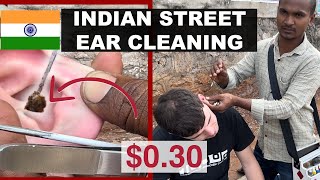 Ear cleaning in Indian street🇮🇳  Big chunk of earwax  Vijayawada [upl. by Lune494]