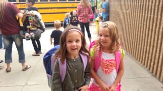 Harper get off the bus first day of kindergarten [upl. by Zacharia]