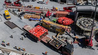 TELT  Les pièces du tunnelier poursuivent leur arrivée sur le chantier de SaintMartinlaPorte [upl. by Argella]