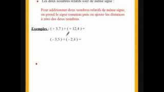 5ème  4ème  cours de maths sur laddition de deux relatifs [upl. by Dola829]