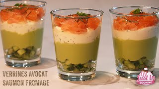 Recette de Verrines à lAvocat Concombre Saumon et Fromage [upl. by Airetak]