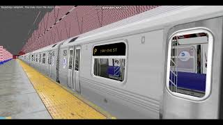 Openbve R153A P Train Arrives and Leaves at 34th Street 12th Avenue [upl. by Llehsem447]