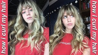 HOW I CURL MY HAIR  Soft Natural Curls WITH BANGS [upl. by Nerraw381]