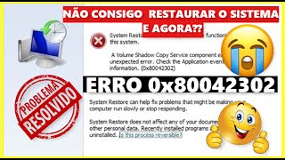 ✅COMO RESOLVER O ERRO 0x80042302 NA RESTAURAÇÃO DO SISTEMA [upl. by Niamreg]