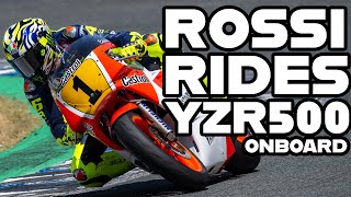 ROSSI RIDES 1986 YZR500  Full on board lap of Jerez with The Doctor [upl. by Maharg681]