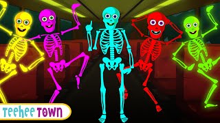 Wheels On The Bus With Five Skeletons  Spooky Scary Skeletons Songs By Teehee Town [upl. by Gwenora]